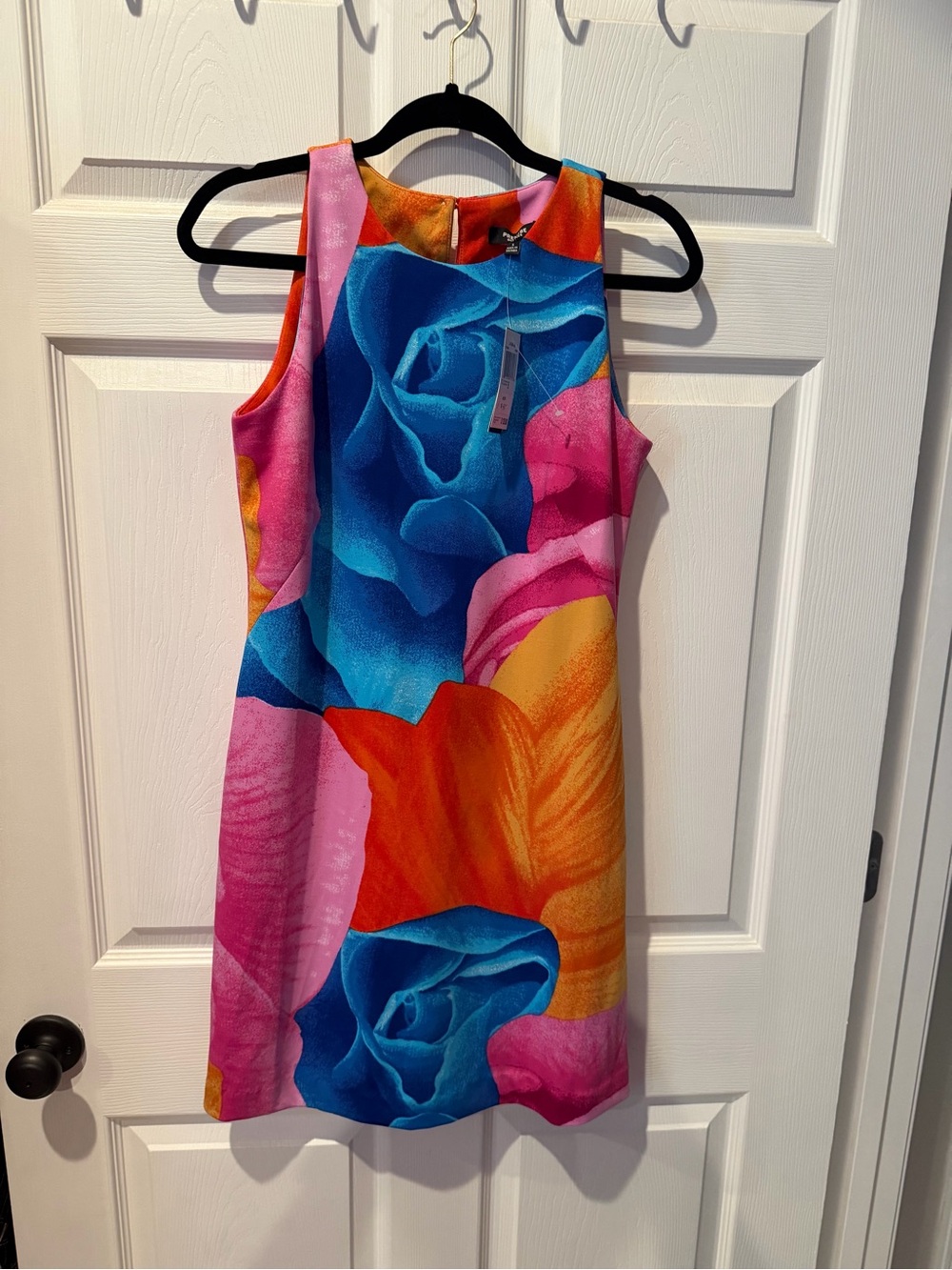 Premise Multicolor Floral Midi Dress in Blue, Pink & Orange